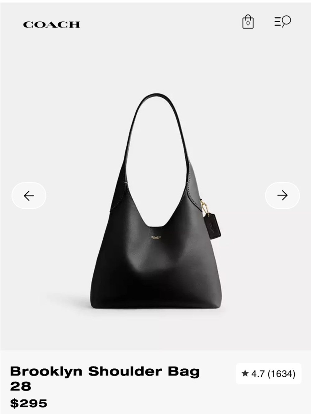 COACH Brooklyn Shoulder Bag 28 - Black - Picture 6 of 6